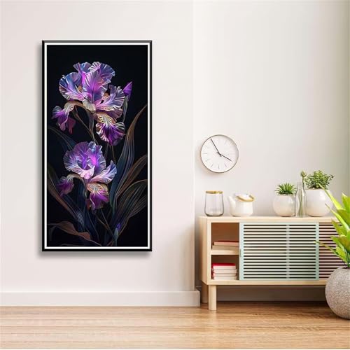 5D Diamond Painting Set für Erwachsene,Lila Blume Diamant Art DIY Full Round Drill Kunst Malerei Stickerei Set Kreuzstich Bilder,für Home Wand Dekor - 30x60cm von Aimaor