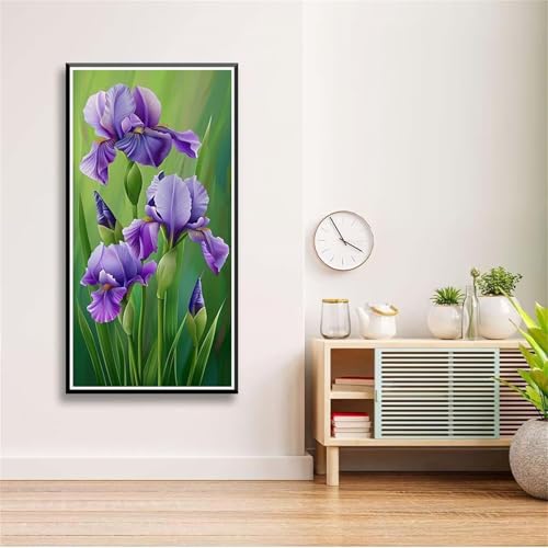 5D Diamond Painting Set für Erwachsene,Lila Blumen Diamant Art DIY Full Round Drill Kunst Malerei Stickerei Set Kreuzstich Bilder,für Home Wand Dekor - 60x120cm von Aimaor