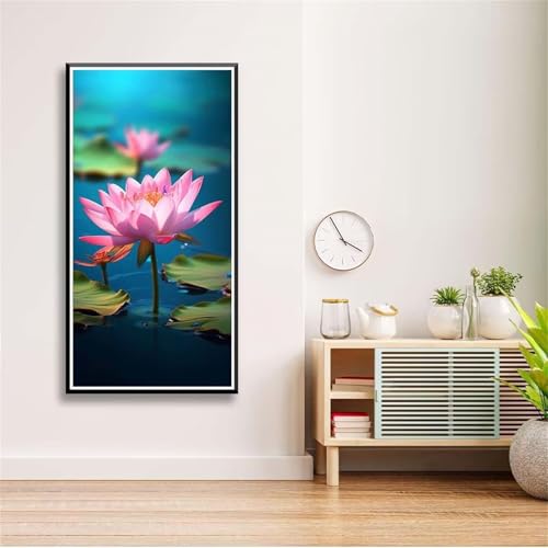 5D Diamond Painting Set für Erwachsene,Lotusrosa Diamant Art DIY Full Round Drill Kunst Malerei Stickerei Set Kreuzstich Bilder,für Home Wand Dekor - 80x160cm von Aimaor