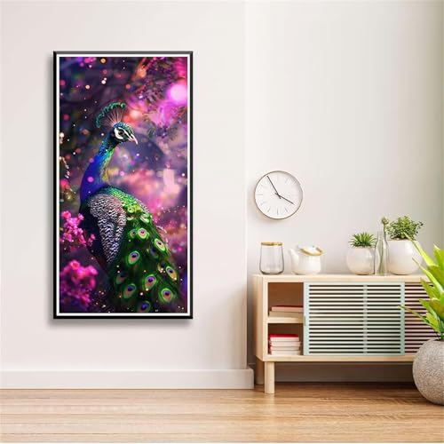 5D Diamond Painting Set für Erwachsene,Pfau Tier Diamant Art DIY Full Round Drill Kunst Malerei Stickerei Set Kreuzstich Bilder,für Home Wand Dekor - 50x100cm von Aimaor