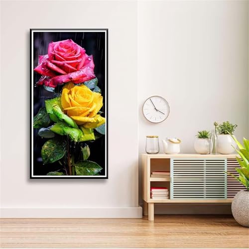 5D Diamond Painting Set für Erwachsene,Regenrose Diamant Art DIY Full Round Drill Kunst Malerei Stickerei Set Kreuzstich Bilder,für Home Wand Dekor - 30x60cm von Aimaor