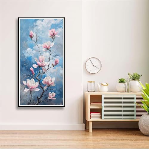 5D Diamond Painting Set für Erwachsene,Rosa Blume Diamant Art DIY Full Round Drill Kunst Malerei Stickerei Set Kreuzstich Bilder,für Home Wand Dekor - 30x60cm von Aimaor