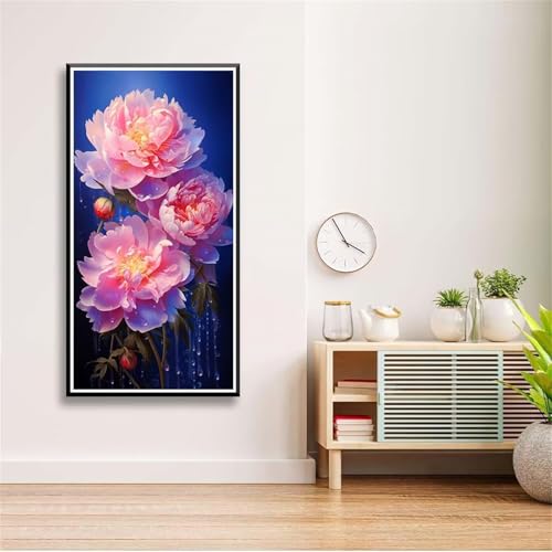 5D Diamond Painting Set für Erwachsene,Rosa Pfingstrosen Diamant Art DIY Full Round Drill Kunst Malerei Stickerei Set Kreuzstich Bilder,für Home Wand Dekor - 30x60cm von Aimaor