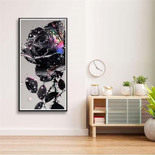 5D Diamond Painting Set für Erwachsene,Rosen Schwarz Diamant Art DIY Full Round Drill Kunst Malerei Stickerei Set Kreuzstich Bilder,für Home Wand Dekor - 80x160cm von Aimaor