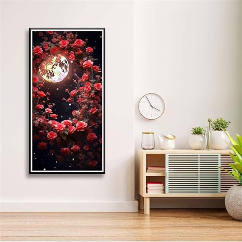 5D Diamond Painting Set für Erwachsene,Rosenmond Diamant Art DIY Full Round Drill Kunst Malerei Stickerei Set Kreuzstich Bilder,für Home Wand Dekor - 30x60cm von Aimaor