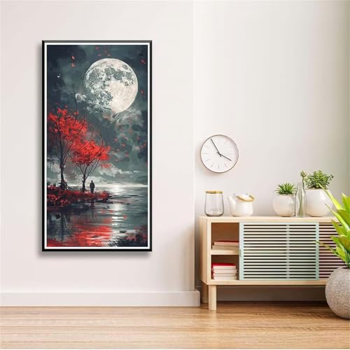 5D Diamond Painting Set für Erwachsene,Roter Baum Diamant Art DIY Full Round Drill Kunst Malerei Stickerei Set Kreuzstich Bilder,für Home Wand Dekor - 40x80cm von Aimaor