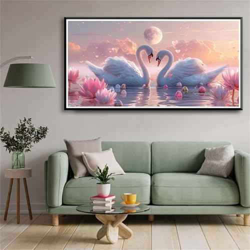 5D Diamond Painting Set für Erwachsene,Schwanenmond Diamant Art DIY Full Round Drill Kunst Malerei Stickerei Set Kreuzstich Bilder,für Home Wand Dekor - 30x60cm von Aimaor