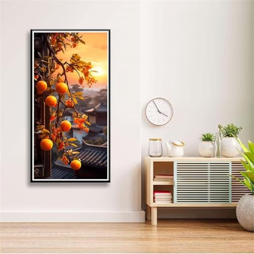 5D Diamond Painting Set für Erwachsene,Sonnenuntergangsfrucht Diamant Art DIY Full Round Drill Kunst Malerei Stickerei Set Kreuzstich Bilder,für Home Wand Dekor - 50x100cm von Aimaor