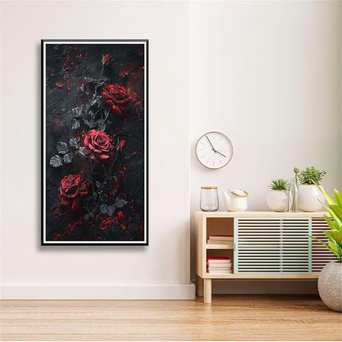 5D Diamond Painting Set für Erwachsene,Vintage Rosen Diamant Art DIY Full Round Drill Kunst Malerei Stickerei Set Kreuzstich Bilder,für Home Wand Dekor - 50x120cm von Aimaor