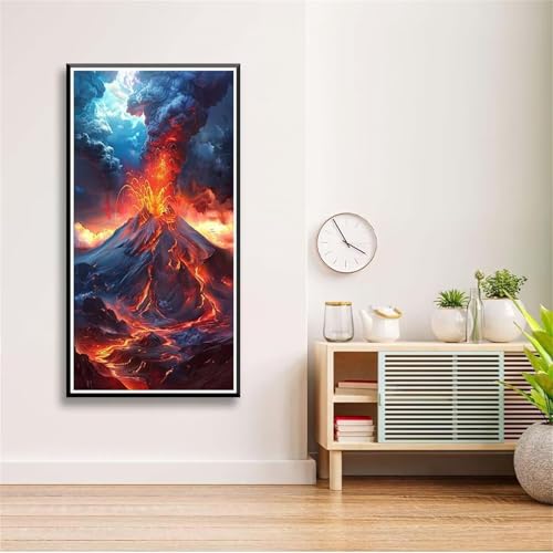 5D Diamond Painting Set für Erwachsene,Vulkanausbruch Diamant Art DIY Full Round Drill Kunst Malerei Stickerei Set Kreuzstich Bilder,für Home Wand Dekor - 90x180cm von Aimaor