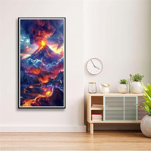 5D Diamond Painting Set für Erwachsene,Vulkanlandschaft Diamant Art DIY Full Round Drill Kunst Malerei Stickerei Set Kreuzstich Bilder,für Home Wand Dekor - 30x60cm von Aimaor