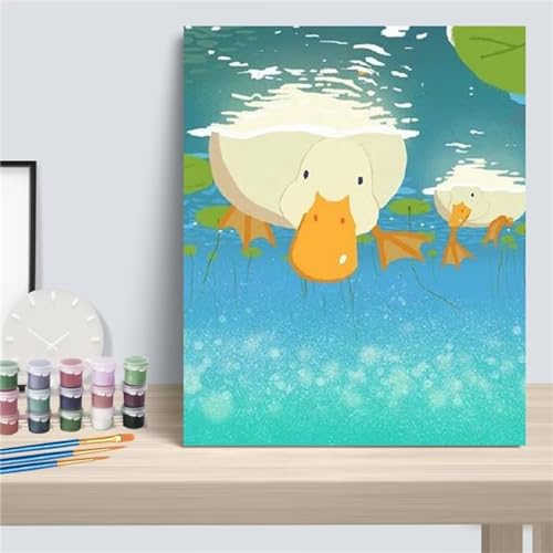 Aimaor Malen Nach Zahlen Erwachsene, Cartoon Ente Paint by Numbers Adult Bastelset Malen-Nach-Zahlen Kinder Anfänger Leinwand Kreativ Set DIY Set Malen nach Zahlen 45x60cm von Aimaor