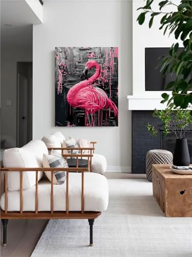 Aimaor Malen Nach Zahlen Erwachsene,Tier Flamingo Paint by Numbers Adult Bastelset Malen-Nach-Zahlen Kinder Anfänger Leinwand Kreativ Set DIY Set Malen nach Zahlen（DIY Frame） 30x40cm von Aimaor
