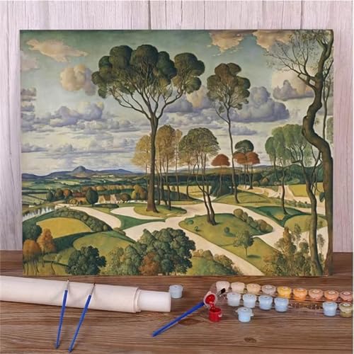 Aimaor Malen Nach Zahlen Erwachsene Baumlandschaft,DIY Paint by Numbers Kit mit 3-Pinseln und Acrylfarbe Leinwand Handgemalt Ölgemälde für Home Decor(Rahmenlos) - 55x70cm von Aimaor