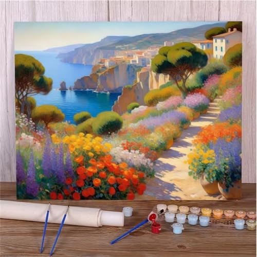 Aimaor Malen Nach Zahlen Erwachsene Blumenmeer,DIY Paint by Numbers Kit mit 3-Pinseln und Acrylfarbe Leinwand Handgemalt Ölgemälde für Home Decor(Rahmenlos) - 30x40cm von Aimaor