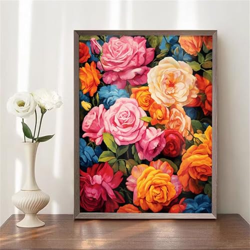 Aimaor Malen Nach Zahlen Erwachsene Bunte Blumen,DIY Paint by Numbers Kit mit 3-Pinseln und Acrylfarbe Leinwand Handgemalt Ölgemälde für Home Decor(Rahmenlos) - 45x60cm von Aimaor