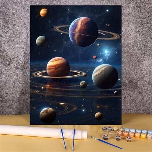 Aimaor Malen Nach Zahlen Erwachsene DIY Kosmische Natur mit Rahmen Handgemalt Ölgemälde Kit für Anfänger mit Pinseln und Acrylfarben Paint by Numbers Kit für Geschenk Heimdekoration - 30x40cm von Aimaor