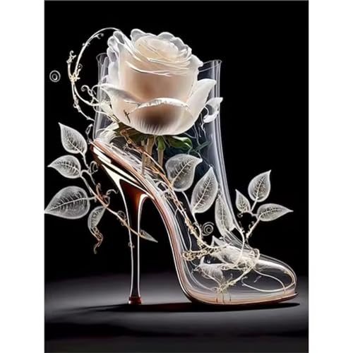 Aimaor Malen Nach Zahlen Erwachsene DIY Rosen-Heels mit Rahmen Handgemalt Ölgemälde Kit für Anfänger mit Pinseln und Acrylfarben Paint by Numbers Kit für Geschenk Heimdekoration - 50x65cm von Aimaor