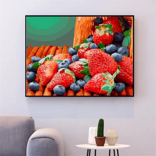 Aimaor Malen Nach Zahlen Erwachsene Fruchterdbeeren,DIY Paint by Numbers Kit mit 3-Pinseln und Acrylfarbe Leinwand Handgemalt Ölgemälde für Home Decor(Rahmenlos) - 40x50cm von Aimaor