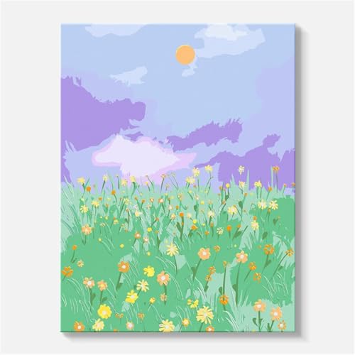 Aimaor Malen Nach Zahlen Erwachsene Grasblume,DIY Paint by Numbers Kit mit 3-Pinseln und Acrylfarbe Leinwand Handgemalt Ölgemälde für Home Decor(Rahmenlos) - 60x75cm von Aimaor