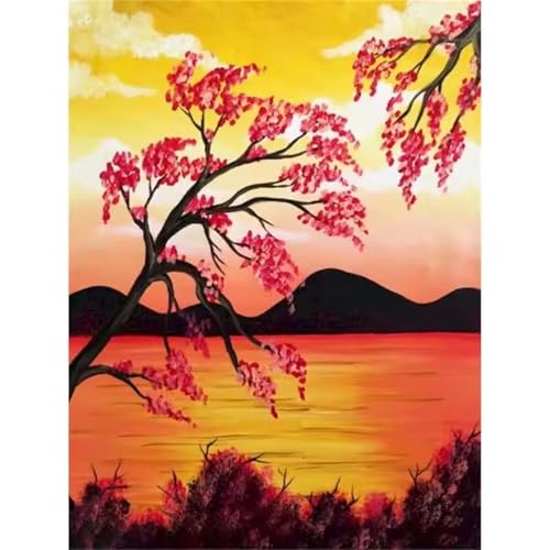 Aimaor Malen Nach Zahlen Erwachsene Landschaft,Baum Paint by Numbers Set,DIY Dame mit Pinseln und Acrylfarben Handgemalt Ölgemälde Leinwand für Home Dekor 50x65cm,Rahmenlos von Aimaor