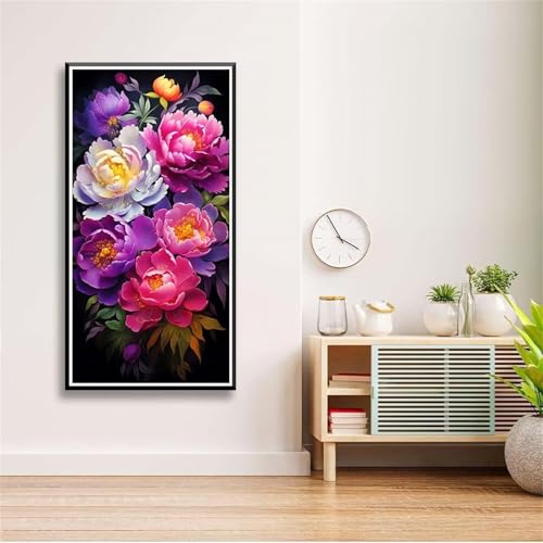 DIY Pfingstrose Bunt Diamant Painting für Erwachsene,5D Diamond Painting Bilder für Anfänger,Full Drill Gem Art Painting Kits für Home Wall Decor Geschenke - Square Drill(50x120cm) von Aimaor