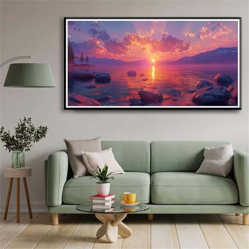 DIY Sonnenaufgang Felsen Diamant Painting für Erwachsene,5D Diamond Painting Bilder für Anfänger,Full Drill Gem Art Painting Kits für Home Wall Decor Geschenke - Square Drill(30x60cm) von Aimaor