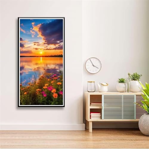 DIY Sonnenaufgang Gänseblümchen Diamant Painting für Erwachsene,5D Diamond Painting Bilder für Anfänger,Full Drill Gem Art Painting Kits für Home Wall Decor Geschenke - Square Drill(30x60cm) von Aimaor