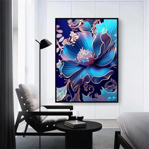 Diamond Painting Set für Erwachsene,5D Blaue Blume Diamant Painting Bilder DIY Malen Nach Zahlen Diamant Malerei Kits für Home Wand Dekoration Geschenk Square Drill - 30x50cm von Aimaor