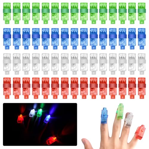 Ainiv 40 Stück Fingerlampe LED Fingerlichter LED Bunt Fingerlicht Fingerring Leuchtringe LED-Taschenlampen zum Aufstecken auf die Finger Fingertaschenlampe Kinder für Partys, Bälle, Discos von Ainiv