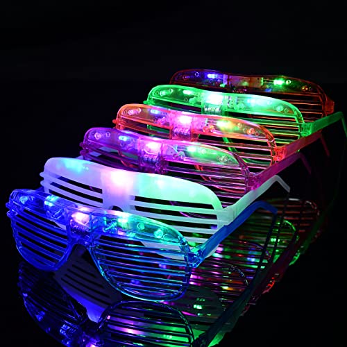 Ainiv LED Leuchtbrille, Led Brille, Kabellos Party Brille, LED Party Sonnenbrille, Leuchten Sie Neon Rave Brille Glow, Flashing LED Sonnenbrille Kostüme für Party, Karneval, Halloween von Ainiv