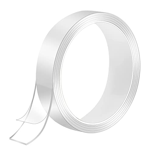 Ainiv Transparenter Klettverschluss, 2,3 cm x 1 m x 2 mm, Schrumpffolie Doppelklebeband, Doppelseitiges Klebeband Extra Stark, Nano Double Sided Tape, Entfernbares Beidseitiges Klebeband von Ainiv