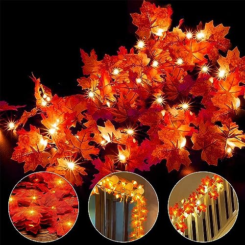 Ainkedin Herbst Lichterkette, Herbst Blättergirlande, Lichterkette, 10 Ahornblatt Licht, Länge 1.5M Benutzt für Herbstdeko und Weihnachtsdeko Halloween Deko Party Deko Tischdeko von Ainkedin