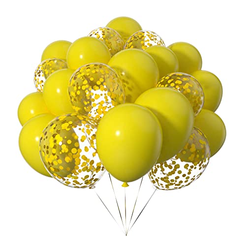 50 Stück 12 Zoll Luftballons Gelb Helium und Ballons Konfetti Gelb für Geburtstag, Hochzeiten von Ainmto