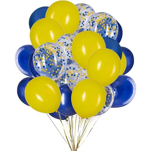 Ainmto 50 Stück 12 Zoll Luftballons Marineblau und Gelb,Helium Konfettis Ballons für Geburtstag, Hochzeiten von Ainmto