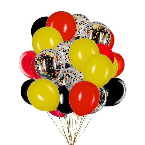 50 Stück 12 Zoll Luftballons Mattes Rote Gelb und Schwarz,Helium Konfetti Ballons für Geburtstag, Hochzeiten von Ainmto