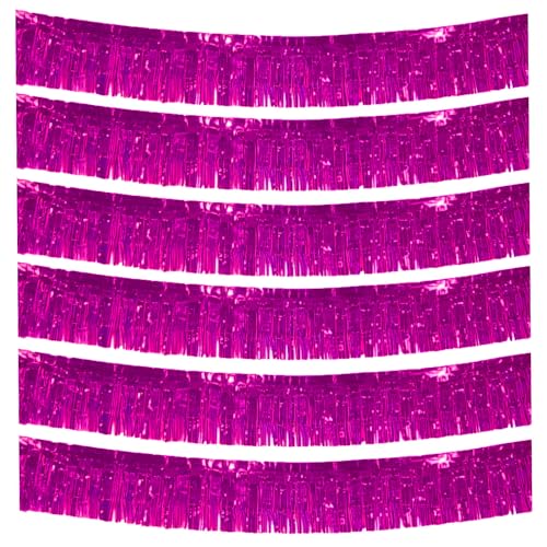 6-Pakete Folie Fringe Girland Metallic Folie Tinsel Fringe Girland Wand Hängende Fringe Banner für Parade Floats, Hochzeit, Weihnachten, Geburtstagsparty Halloween Deko (Rosa) von Ainmto