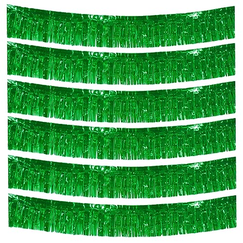 6-Pakete Folie Fringe Girland Metallic Folie Tinsel Fringe Girland Wand Hängende Fringe Banner für Parade Floats, Hochzeit, Weihnachten, Geburtstagsparty Halloween Deko (grün) von Ainmto