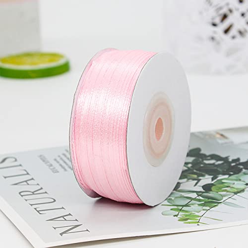 Ainmto Satinband Rosa 3mm X 91m(100Yards),Geschenkband Hellrosa Schmal,Doppelseitige Schleifenband zum Basteln Geschenke Verpackung,Dekoration Bänder für Geburtstag Hochzeit(1 Rollen) von Ainmto