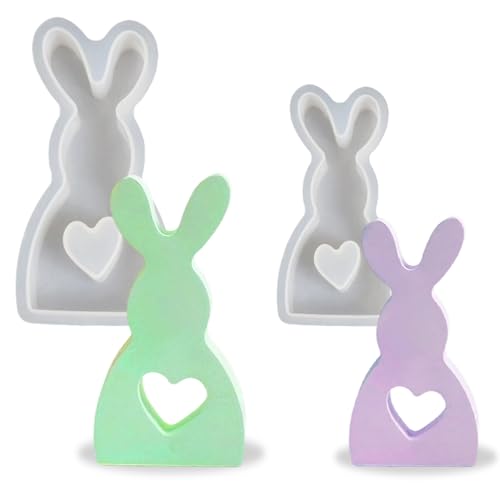 2 Stück Silikonformen Gießformen Ostern Hase, Kaninchen Silikonform Ostern Hase Silikonformen Osterhase zum Gießen Silikonform Giessformen für DIY Deko Gips Sojawachs Kerzen Ostergeschenke Handwerk von Ainvliya