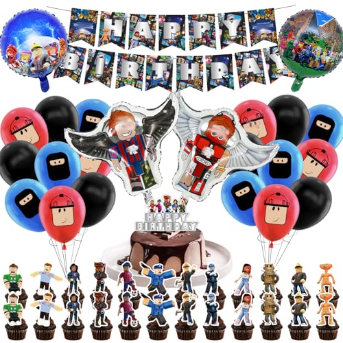 48PCS Rob-lx Geburtstag Deko, Luftballon, Kinder Geburtstag Ballons, Party Deko mit Happy Birthday Banner Tortendeko und Rob Helium Ballon für Jungen Mädchen 48PCS Rob-lx Geburtstag Deko, Luftballon, Kinder Geburtstag Ballons, Party Deko mit Happy Birthday Banner Tortendeko und Rob Helium Ballon für Jungen Mädchen von Ainvliya