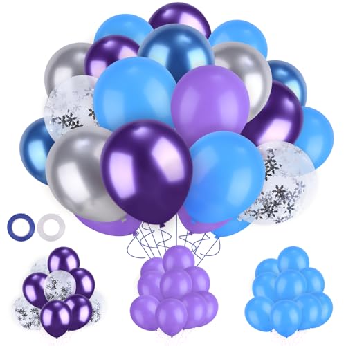 Ainvliya 60Pcs Luftballons Blau Lila Geburtstag Deko - Happy Birthday Ballons mit Konfetti Latex Ballons, Bunt Luftballon Girlande Set für Hochzeit Party Dekorationen Geburtstagsdeko Baby Shower Deko von Ainvliya