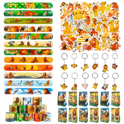 74pcs Löwen Party Mitgebsel, 50pcs König Aufkleber, 12pcs Armband, 12 Schlüsselanhänger, Mitgebsel Kindergeburtstag für Kinder Jungen Mädchen 74pcs Löwen Party Mitgebsel, 50pcs König Aufkleber, 12pcs Armband, 12 Schlüsselanhänger, Mitgebsel Kindergeburtstag für Kinder Jungen Mädchen von Ainvliya