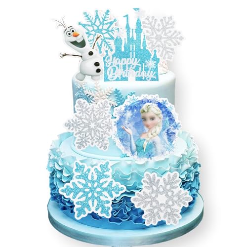 8pcs Ice snow Tortendeko Geburtstag, 8 Stück Kuchen Deko, Tortendeko Mädchen Kuchen Deko Geburtstag, Geburtstagsdeko, Cake Topper für Kinder Mädchen Junge Loving Cartoon - Frozen Tortendeko von Ainvliya