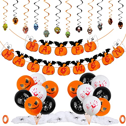 Ainvliya 51 Stück Fröhliches Halloween Dekoration Set, Halloween Ballon Set, Halloween Girlande Banner von Ainvliya