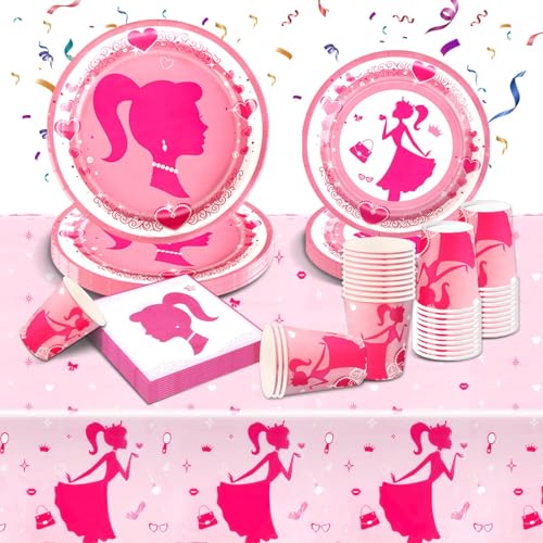 Geburtstagsdeko Partygeschirr Set- 51Pcs Geburtstag Geschirr Tableware Kindergeburtstag Teller Kit Partyzubehör Supplies mit Servietten Tischdecke Pappbecher Pappteller Kinder Party Deko für 10 Gäste von Ainvliya