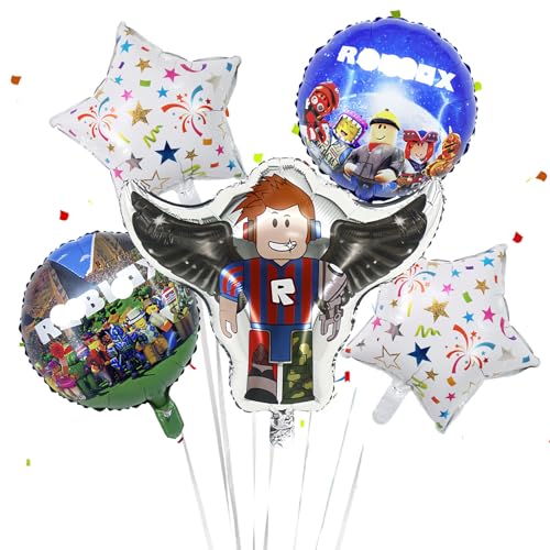 Robl Geburtstagsdeko Jungen Mädchen Luftballons- 5Pcs Rob Helium Ballon Kindergeburtstag Deko Folienballon Happy Birthday Geburtstag Balloon Partyzubehör Kinder Theme Party Hintergrunden Supplies Deko von Ainvliya