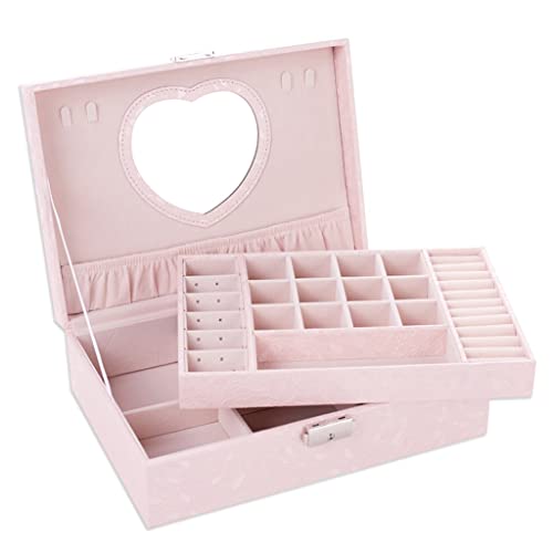 Aioneer Design Pu Leder Schmuckschatulle Doppelschicht Holzrahmen Prinzessin Schmuck Aufbewahrungsbox Kosmetikbox von Aioneer