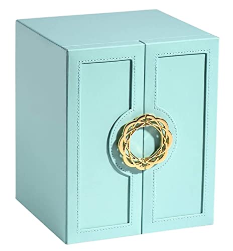 Aioneer Schmucketui Schmuckschatulle Schmuck-Organizer Luxus-Schmuckschatulle aus Leder für Ringe Ohrringe Halsketten Uhren Aufbewahrungsbox für den Haushalt 5-lagige Schmuc(Blue 20 * 18.3 * 24.3cm) von Aioneer