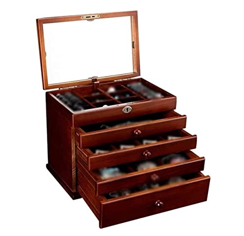 Aioneer Schmuckkästchen Schmuckschatulle Schmuck-Organizer Holz Schmuckschatulle Aufbewahrungsbox mit Schloss Mehrschichtige Schmuckschatulle mit großer Kapazität Geeignet für Ri von Aioneer